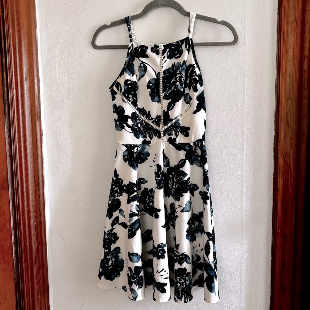 Altar’d State mini cocktail dress halter neckline blue floral